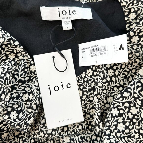 Joie Adanson Caviar Bleached Sand Floral Mini Cotton Dress NEW NWT 4 8 Available - Picture 9 of 9